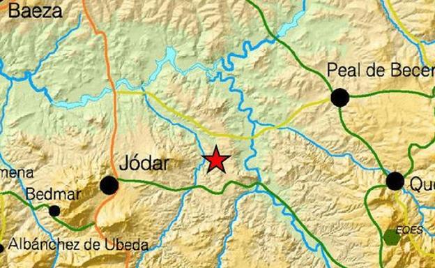 Marcado con una estrella roja, el epicentro del terremoto.