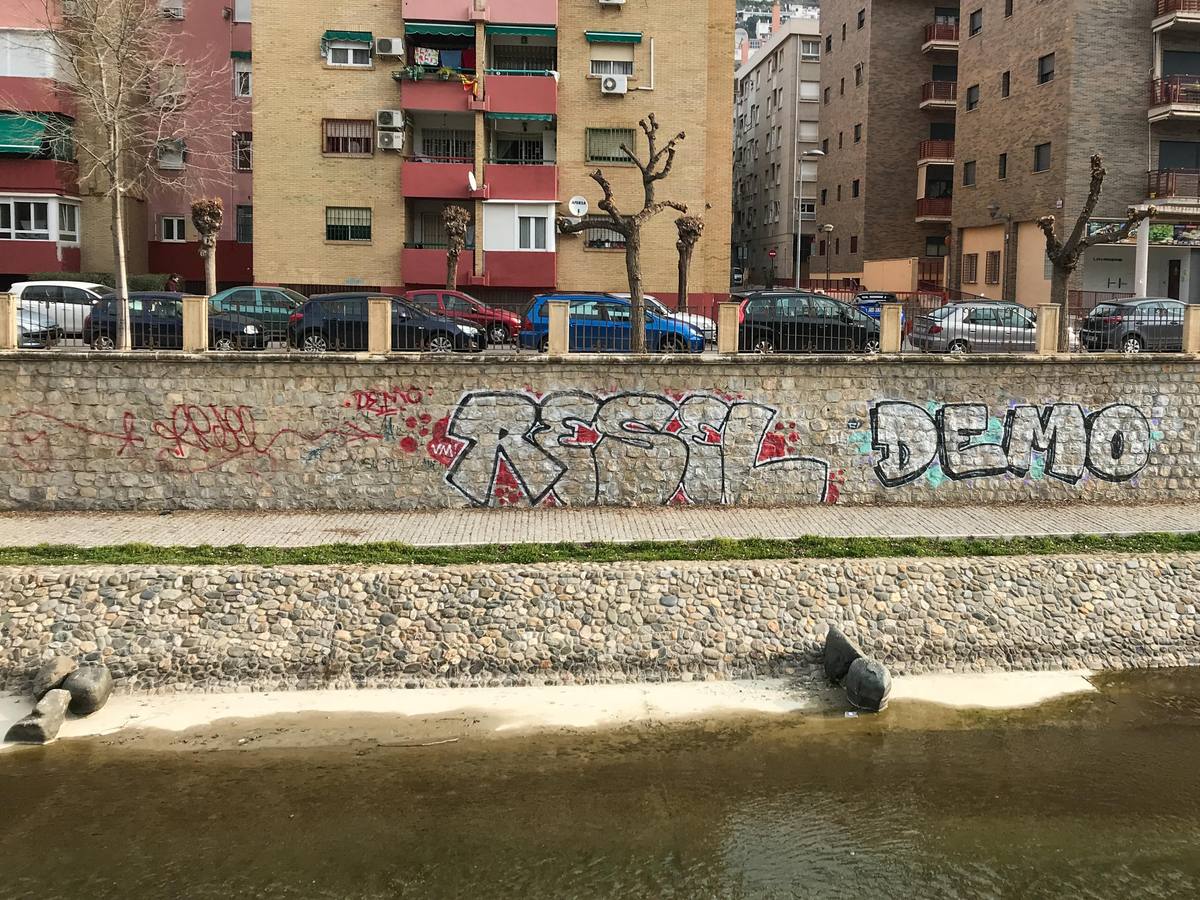 Muros, pretiles y puentes del Genil se han convertido en un espacio propicio para los gamberros se 'luzcan' con el espray o el rotulador