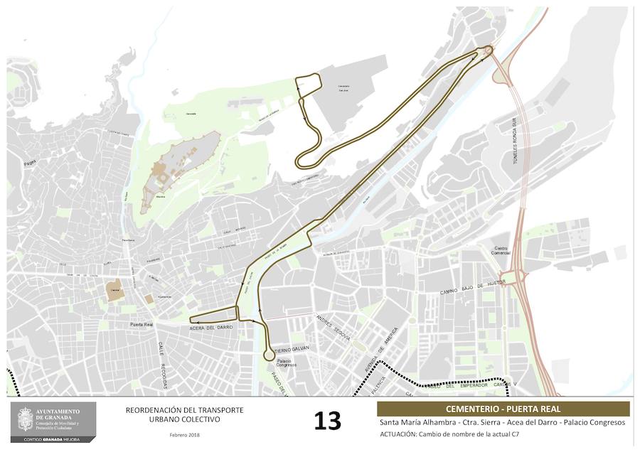 Estas son las 19 líneas que se verán afectadas o, incluso, creadas, con el nuevo mapa del transporte público en Granada. Los recorridos implicados corresponden a las líneas: N4, 3, 4, 5, 6, 11, 13, 21, C30, C31, C31, C33, C34, C35, N1, N3, S3, S0 y S2