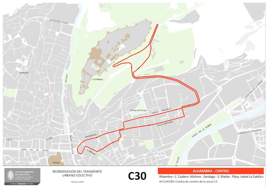 Estas son las 19 líneas que se verán afectadas o, incluso, creadas, con el nuevo mapa del transporte público en Granada. Los recorridos implicados corresponden a las líneas: N4, 3, 4, 5, 6, 11, 13, 21, C30, C31, C31, C33, C34, C35, N1, N3, S3, S0 y S2