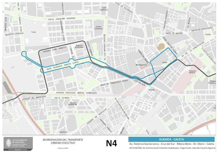 Estas son las 19 líneas que se verán afectadas o, incluso, creadas, con el nuevo mapa del transporte público en Granada. Los recorridos implicados corresponden a las líneas: N4, 3, 4, 5, 6, 11, 13, 21, C30, C31, C31, C33, C34, C35, N1, N3, S3, S0 y S2