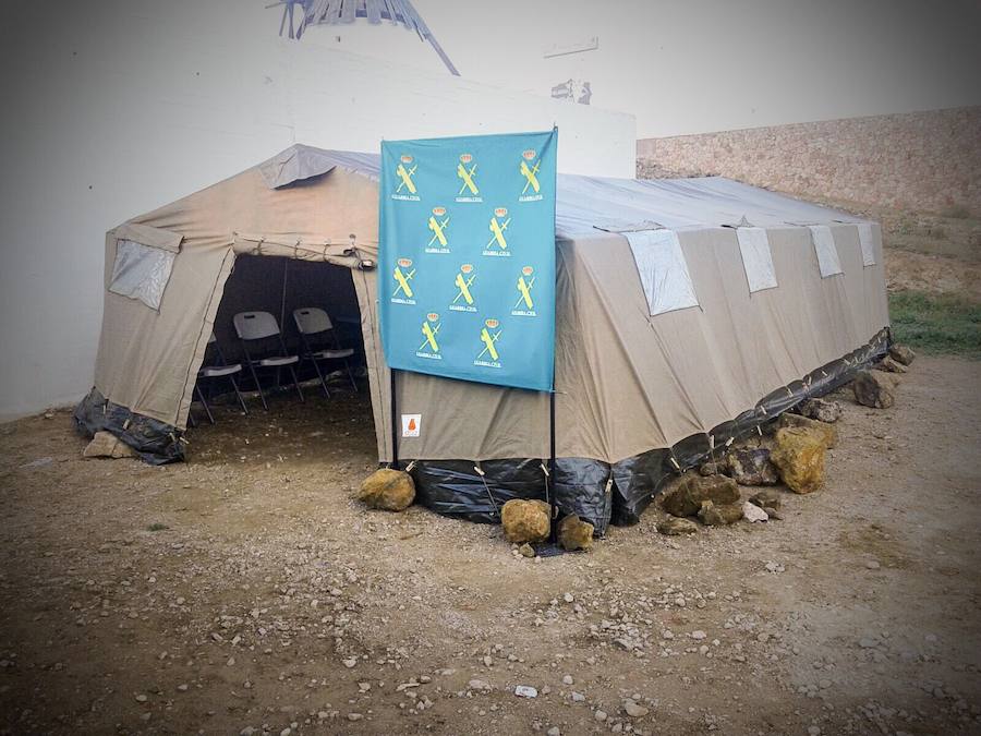 Imagen de la carpa instalada junto al Puesto de Mando Avanzado