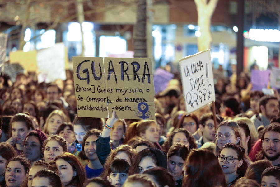 La multitudinaria manifestación del 8M en Granada dejó preciosas imágenes para el recuerdo a partir de las seis de la tarde. 