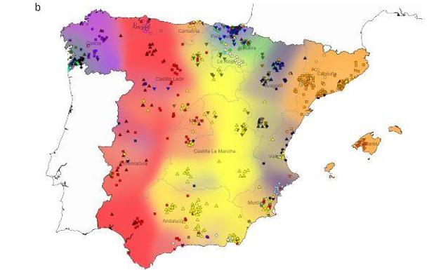 El mapa que demuestra que los nacidos en Granada tienen más parecido genético con Cantabria que con Sevilla