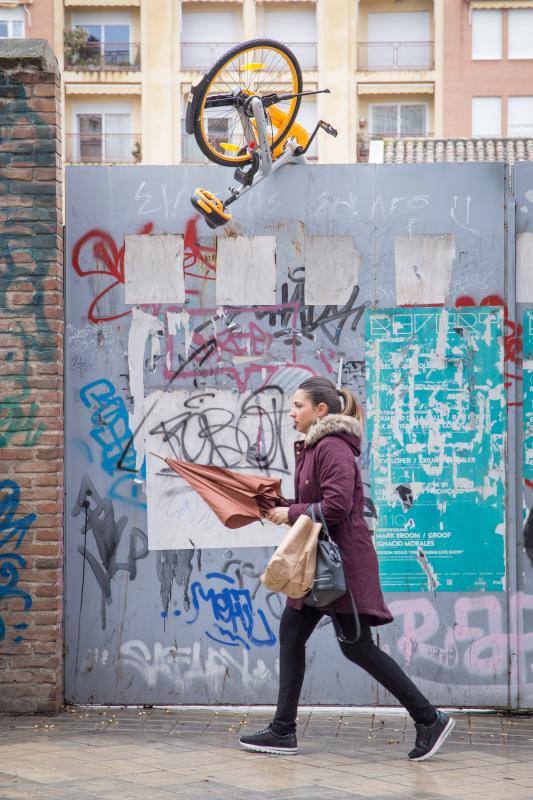 La ola de vandalismo con las bicis de alquiler no cesa en Granada, aparecen en cualquier sitio