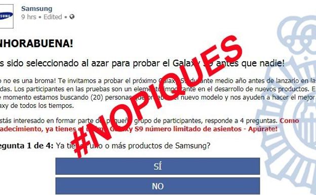 La Policía alerta contra el nuevo bulo del Samsung Galaxy S9