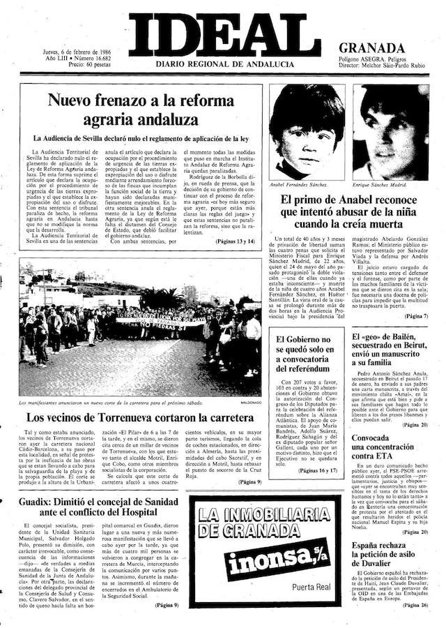 En 1985 Anabel murió asesinada. El servicio cinológico de la Guardia Civil encontró su cadáver escondido en una finca de Huétor Santillán y con signos de haber sido abusada sexualmente. Esta es la crónica de aquel suceso.