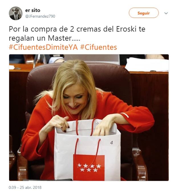 Las redes no han tardado en tirar de humor para contar lo sucedido con Cifuentes