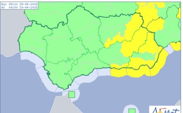 Aviso amarillo para este domingo por viento en Granada, Almería y Jaén