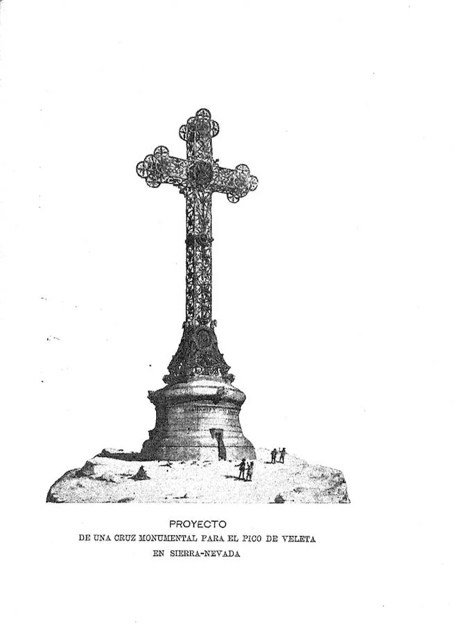 Proyecto de construcción de la cruz monumental para el Pico del Veleta de Juan Montserrat publicado en la Revista Alhambra