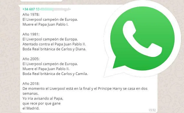 La verdad sobre el Whatsapp que invade España: el Papa, el Liverpool y la boda real