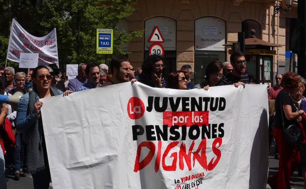 La manifestación, en Gran Vía. 