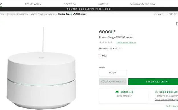 El altavoz inteligente Google Home aparece fugazmente en la web de El Corte  Inglés - Libertad Digital