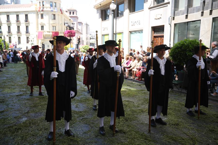 El extenso cortejo ha mezclado los elementos civiles y religiosos en un colorido desfile que ha sido seguido por miles de personas en la calle. Puede ver más fotos del Corpus en  este enlace . 