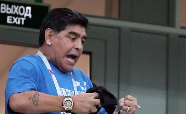 Maradona, durante el Argentina-Croacia.