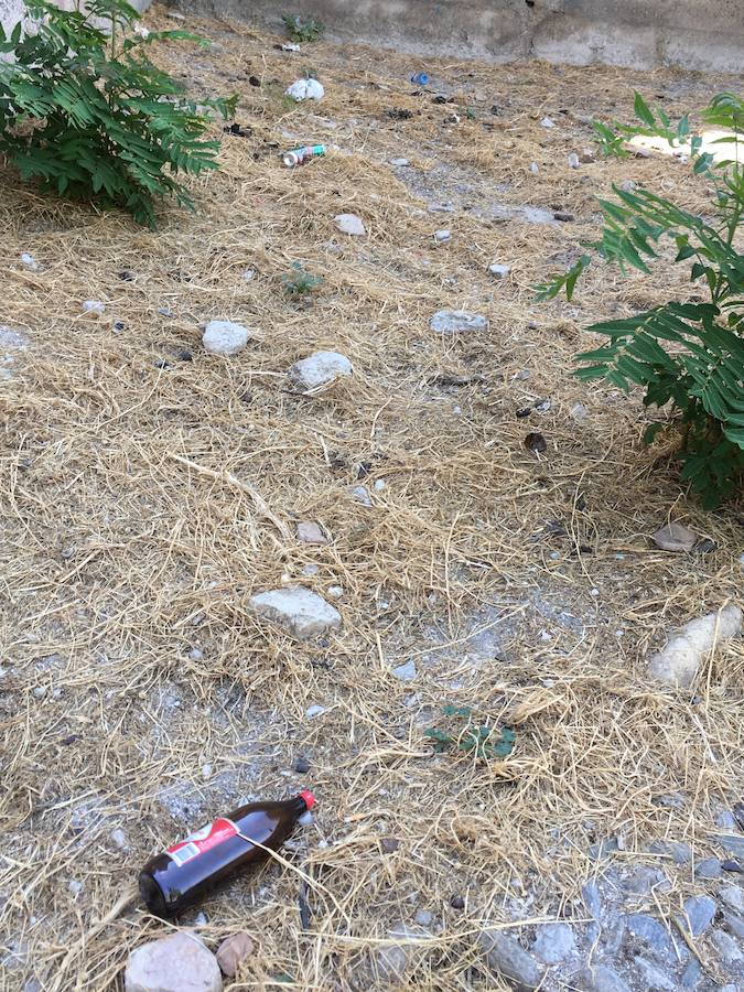 Las pintadas siguen ensuciando el barrio, pese a la disminución tras la puesta en funcionamiento de las cámaras de vigilancia. Los botellones ensucian algunos de los 'ángulos muertos' de este sistema.