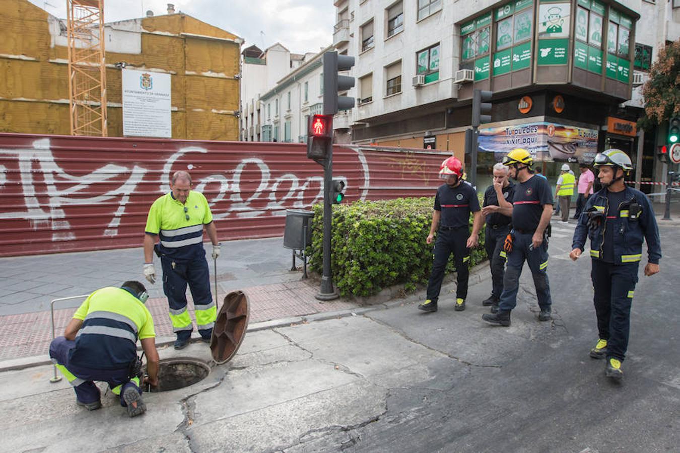 Fotos: Las imágenes de los dos edificios desalojados en Granada por riesgo de derrumbe en las obras del antiguo Hotel Montecarlo