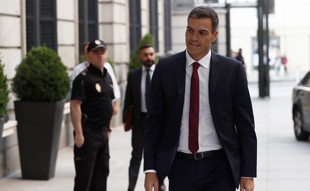 Pedro Sánchez, a su llegada el miércoles a la sesión de control al Gobierno 