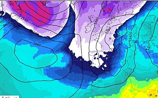 Previsión de la Aemet: masa de de aire frío polar de cara al fin de semana.