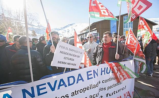 Huelga en Sierra Nevada, el pasado mes de febrero.