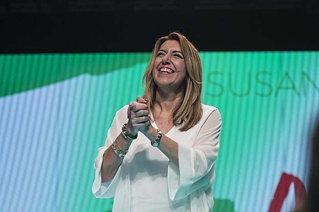 Susana Díaz, durante el mitin de ayer en el Palacio de Congresos de Granada.