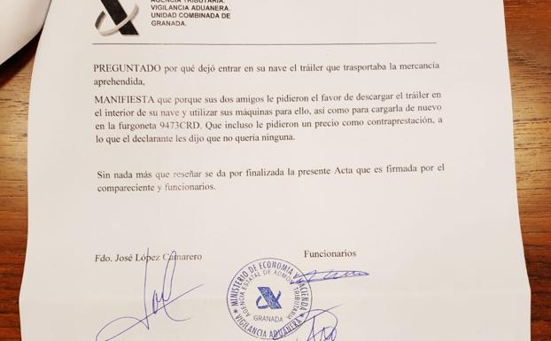 Fragmento de la declaración de José López.