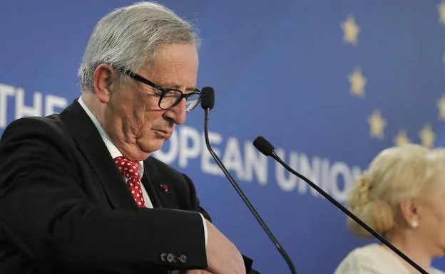 El presidente de la Comisión Europea Jean-Claude Juncker, durante una rueda de prensa. 