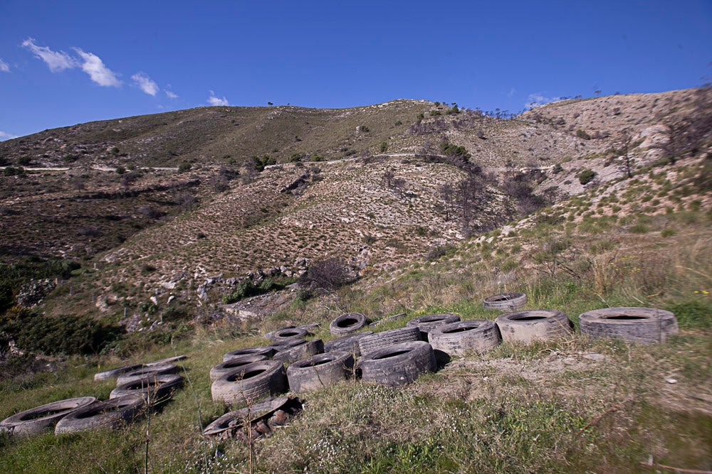 El año pasado voluntarios sacaron 800 ruedas de los acantilados de Castell, un caso flagrante. El Seprona advierte que realizará apostaderos para buscar a los autores