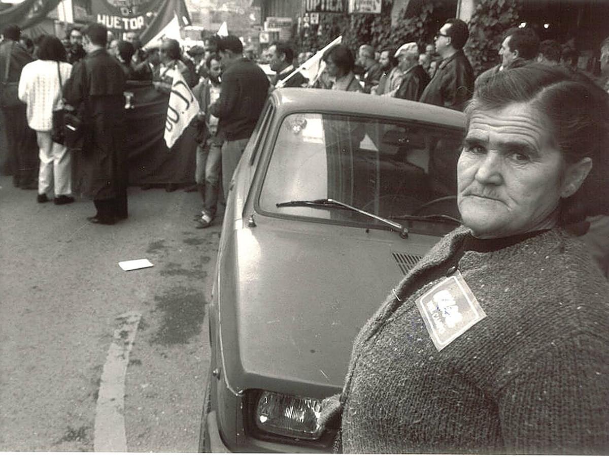 Jornaleros en las calles de Granada pidiendo que se reforme el PER en 1991.