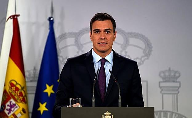 El presidente del Gobierno, Pedro Sánchez, durante su intervencion.