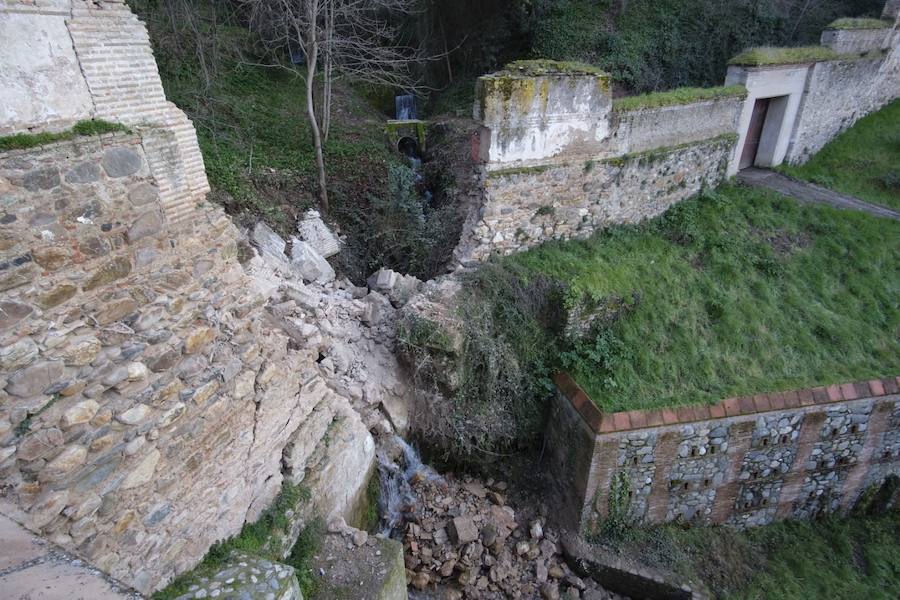 La zona está siendo intervenida por los técnicos de la Alhambra y el Ayuntamiento de Granada dentro del ambicioso plan para restaurar el paseo Romayla