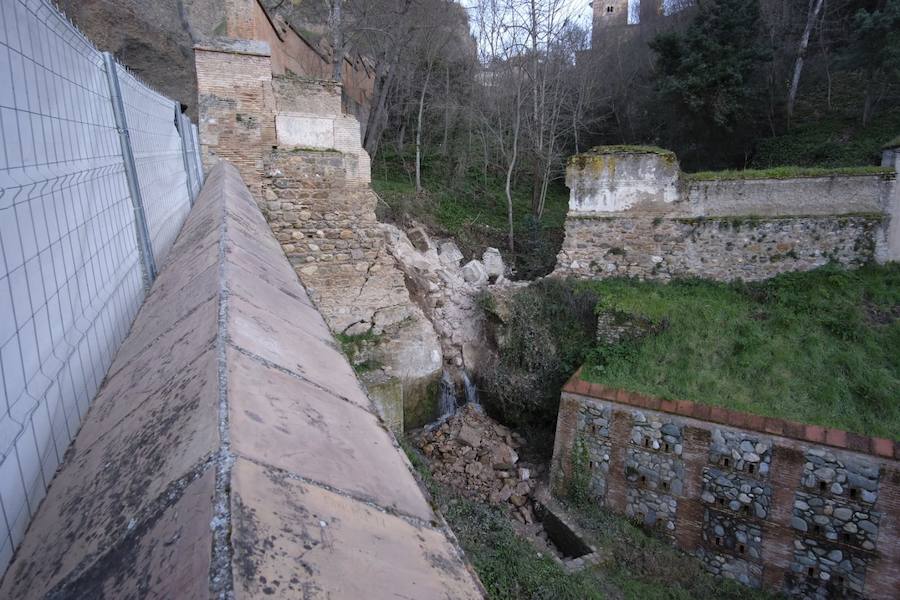 La zona está siendo intervenida por los técnicos de la Alhambra y el Ayuntamiento de Granada dentro del ambicioso plan para restaurar el paseo Romayla