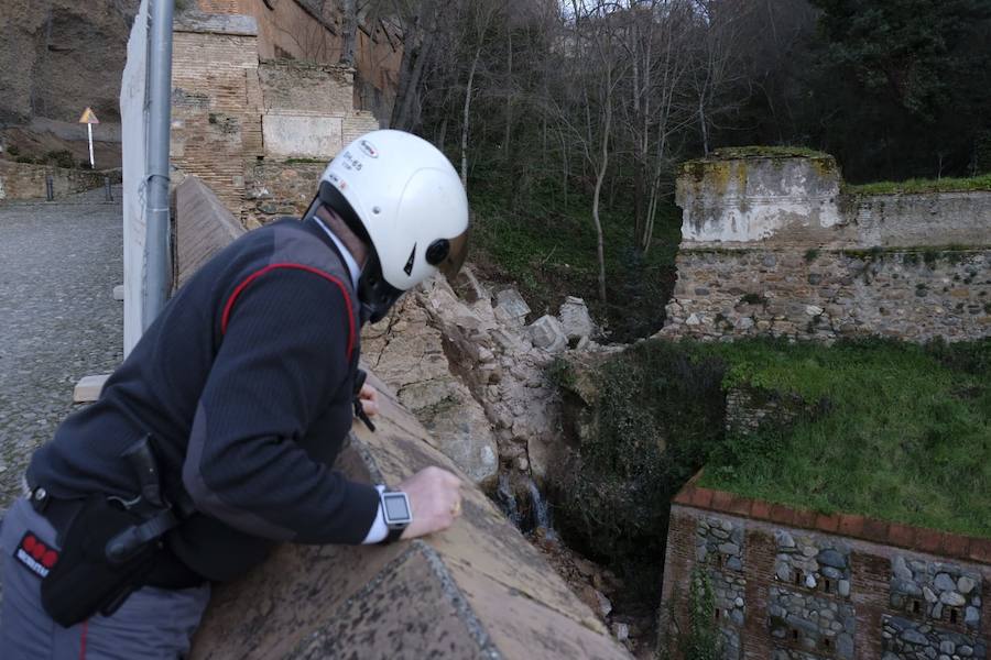 La zona está siendo intervenida por los técnicos de la Alhambra y el Ayuntamiento de Granada dentro del ambicioso plan para restaurar el paseo Romayla