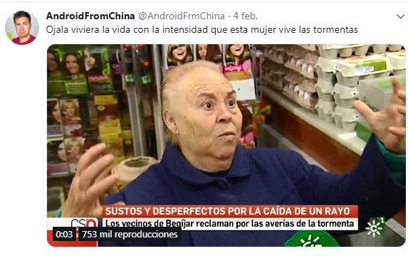 Lo más viral de esta semana, sin duda, la señora de Begíjar que explicó con expresividad en Canal Sur su reacción al sentir la caída de un rayo, haciéndose viral en redes sociales