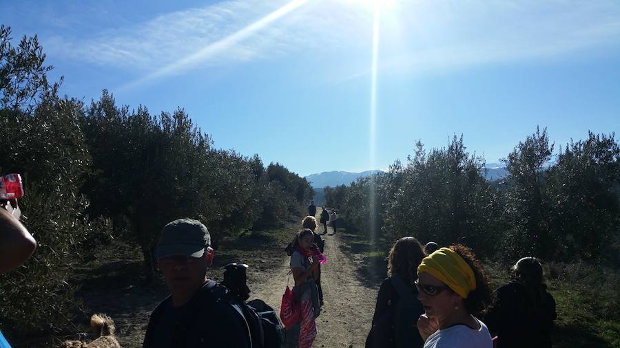 Un grupo de jóvenes de Beas de Granada encabeza una marcha para que no se olvide la senda que ha unido históricamente este municipio con la capital
