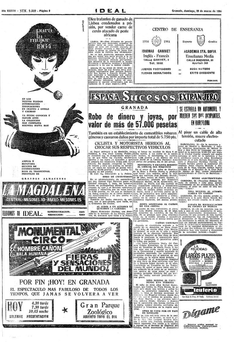 En la red de Mujeres del Zaidín saben bien lo que han luchado para ser indpendientes. «ací para obedecer», cuenta una de ellas, hasta que se rebeló. Las páginas de IDEAL de la década de los años sesenta reflejan en sus publicidades el ambiente de la época y la imagen de la mujer de entonces.