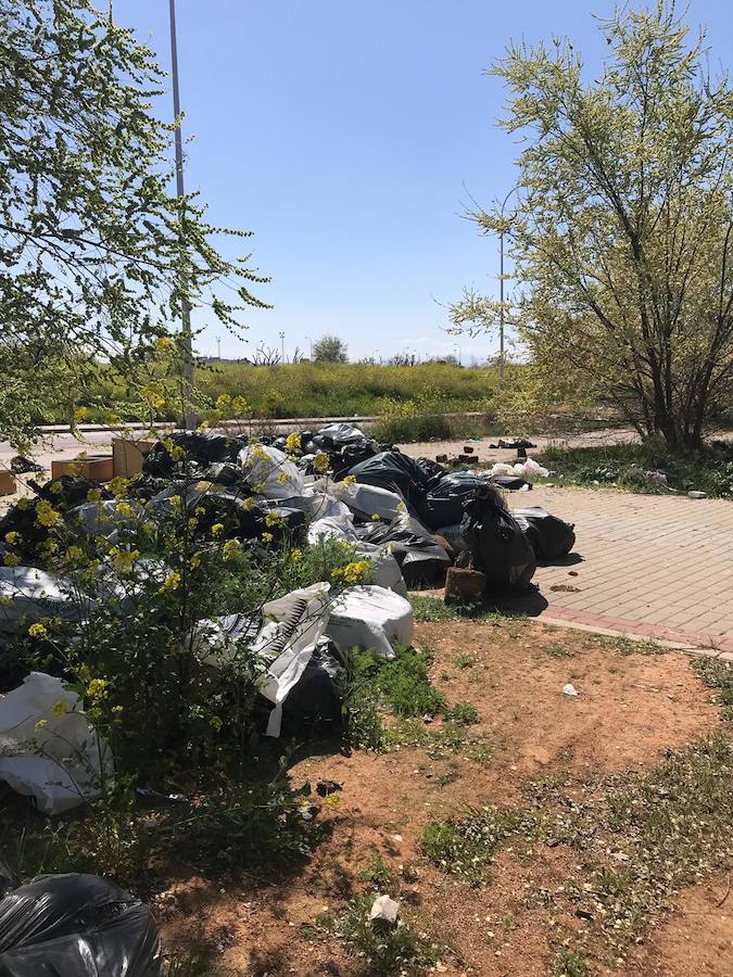 Cientos de bolsas se dispersan por distintos puntos del barrio granadino con restos de las plantaciones de marihuana