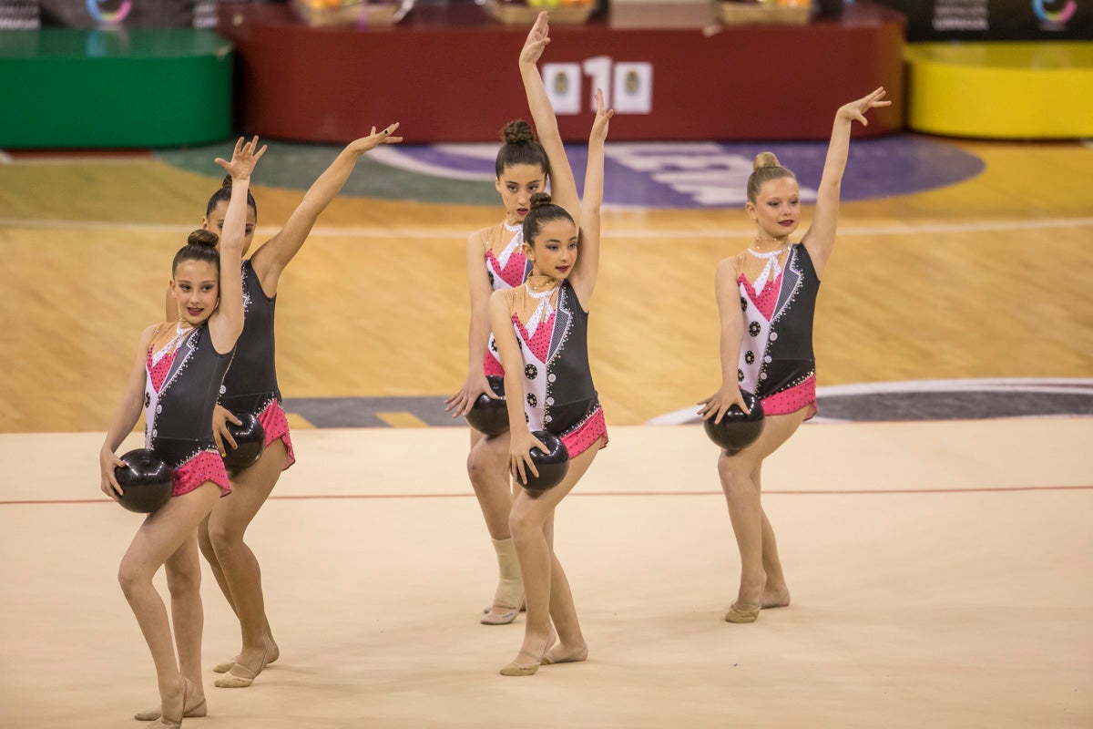 El Circuito Andaluz de gimnasia rítmica para la categoría de promesas se está celebrando en el Palacio de los Deportes. Más de dos mil niñas de toda la comunidad autónoma están poniendo sobre el tapiz todo lo aprendido y ensayado a lo largo del curso. 