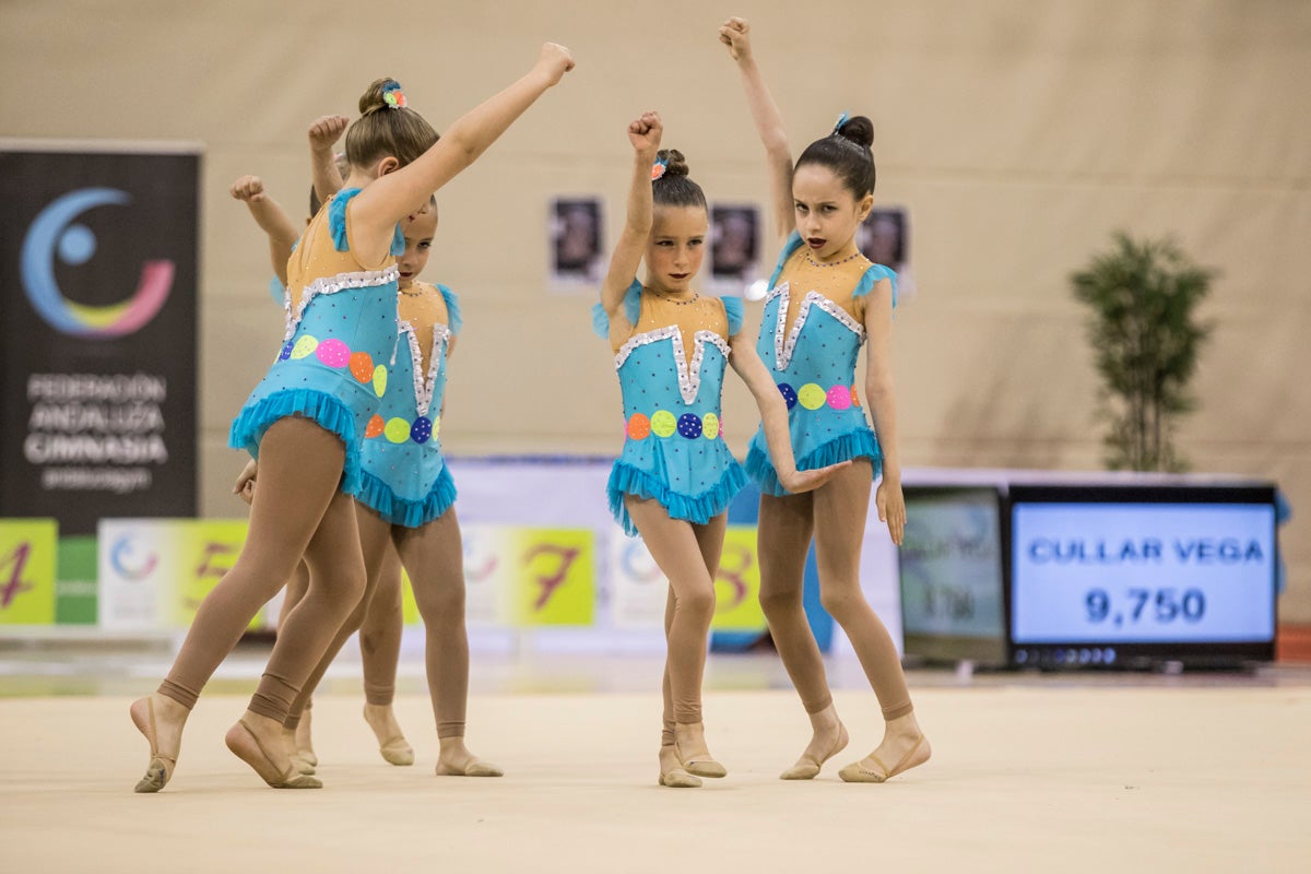 El Circuito Andaluz de gimnasia rítmica para la categoría de promesas se está celebrando en el Palacio de los Deportes. Más de dos mil niñas de toda la comunidad autónoma están poniendo sobre el tapiz todo lo aprendido y ensayado a lo largo del curso. 