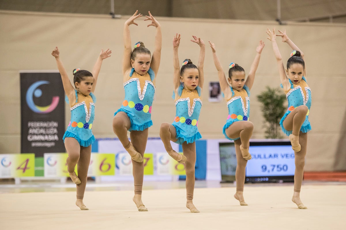 El Circuito Andaluz de gimnasia rítmica para la categoría de promesas se está celebrando en el Palacio de los Deportes. Más de dos mil niñas de toda la comunidad autónoma están poniendo sobre el tapiz todo lo aprendido y ensayado a lo largo del curso. 