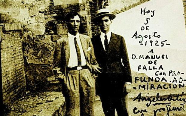 Manuel Ángeles Ortiz y Federico García Lorca en la Puerta del Vino 