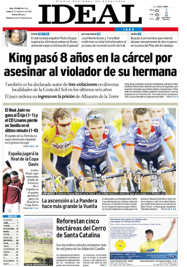 22 de septiembre de 2003. La Vuelta ascenciende a La Pandera.