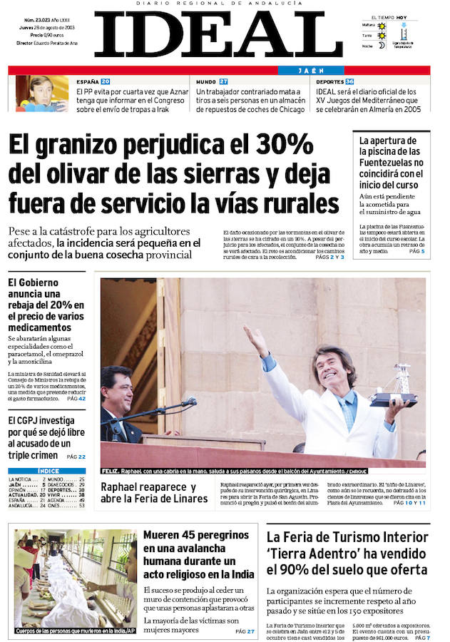 28 de septiembre de 2003. Raphael reaparece tras el trasplante.