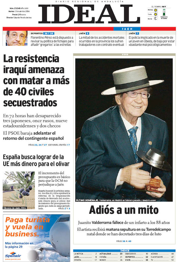 13 de abril de 2004. Muere de Juanito Valderrama.