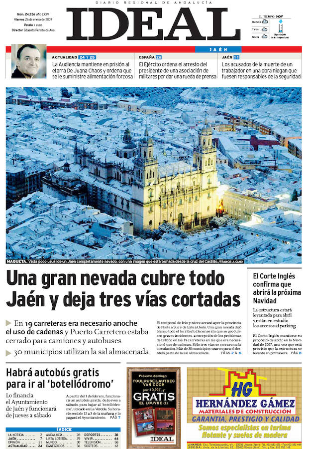 26 de enero de 2007. Nevada la ciudad de Jaén.