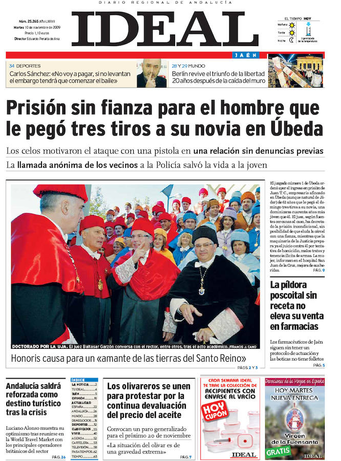 10 de noviembre de 2009. Garzon, Honoris Causa de la UJA.