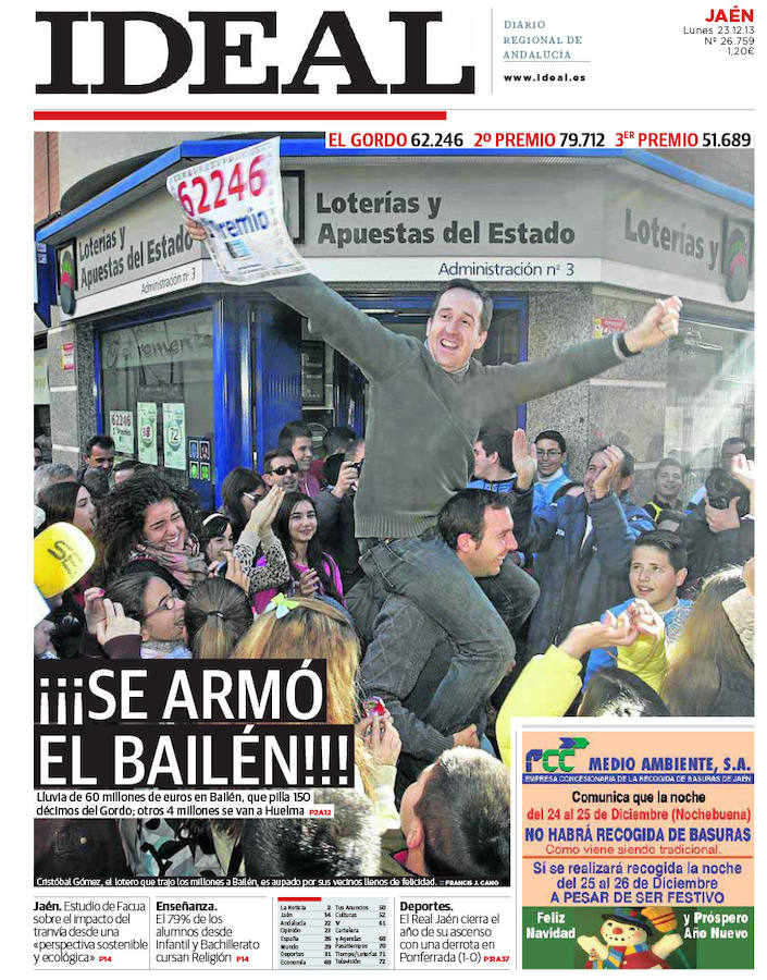 23 de diciembre de 2013. La lotería de Navidad cae en Bailén.