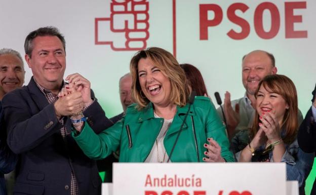 Susana Díaz, feliz tras la victoria del PSOE.