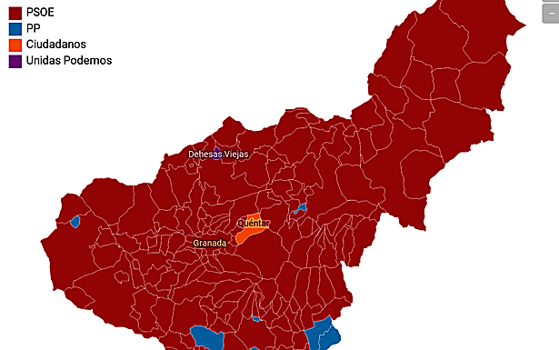 El PSOE es el único partido que obtiene mayorías absolutas en los municipios de Granada