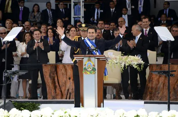 Juan Orlando Hernández, presidente de la República de Honduras, durante su toma de posesión en Tegucigalpa.